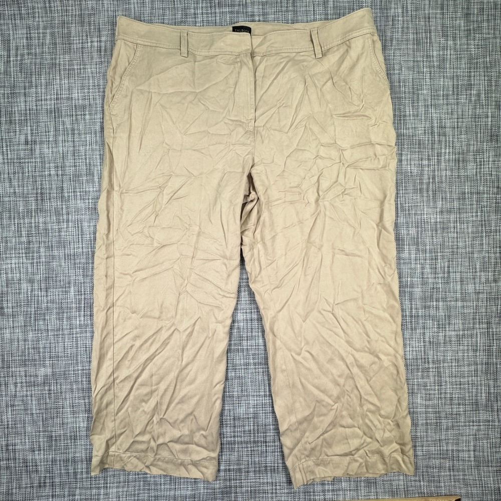 Talbots Women's Pants Tencel Lyocell Wide Leg Crop Khaki Tan Plus Size 22W NWT